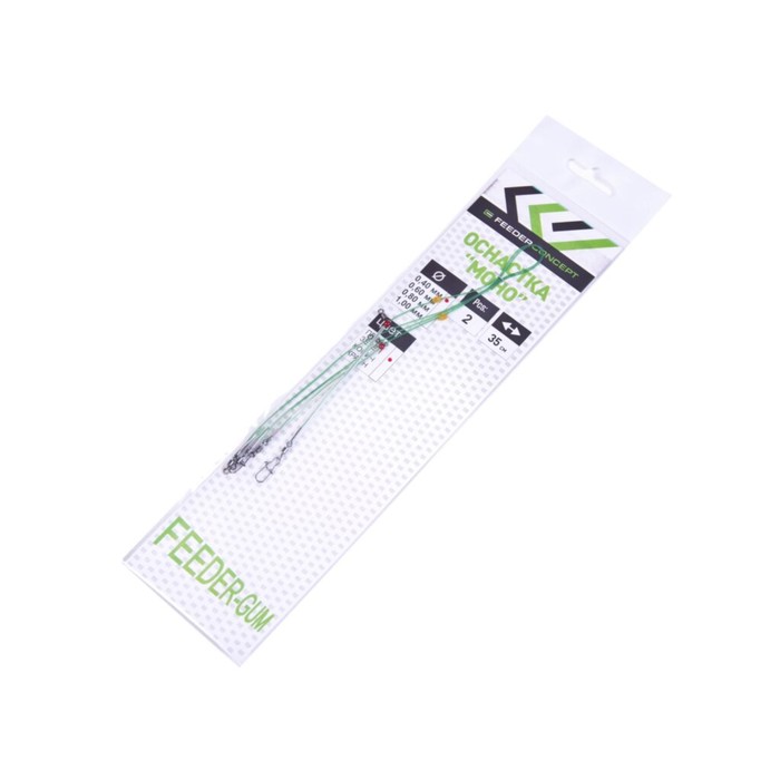 оснастка фидерная feeder gum прозрачная нить 40 см 2 штуки Оснастка фидерная FEEDER-GUM зеленая нить 40см 60г 2шт.