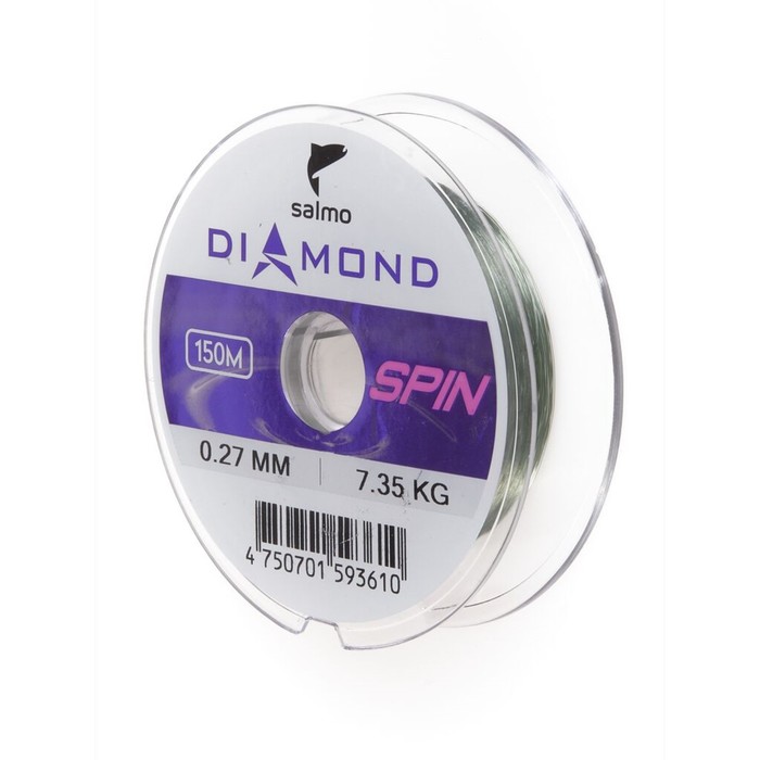 фото Леска монофильная salmo diamond spin, диаметр 0.27 мм, тест 7.35 кг, 150 м, светло-зелёная