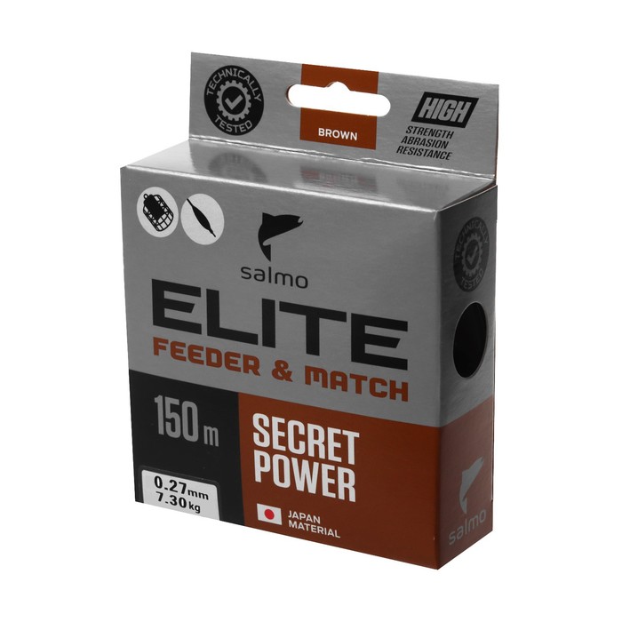 фото Леска монофильная salмo elite feeder & match, диаметр 0.27 мм, тест 7.3 кг, 150 м, коричневая salmo