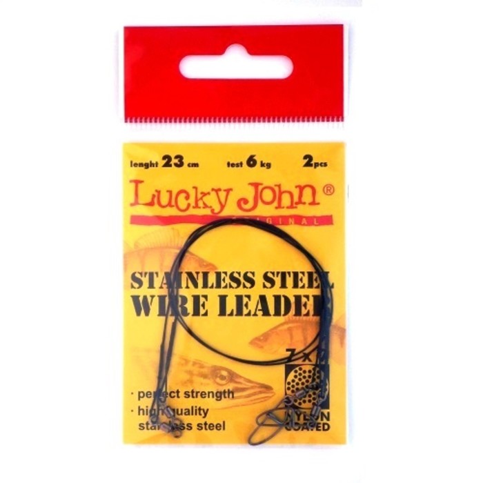 

Поводки стал. Lucky John SSW 7x7 оснащ. вертл. и вертл. с застёж. диам.0,55мм/12кг/23см/ 2шт 75953