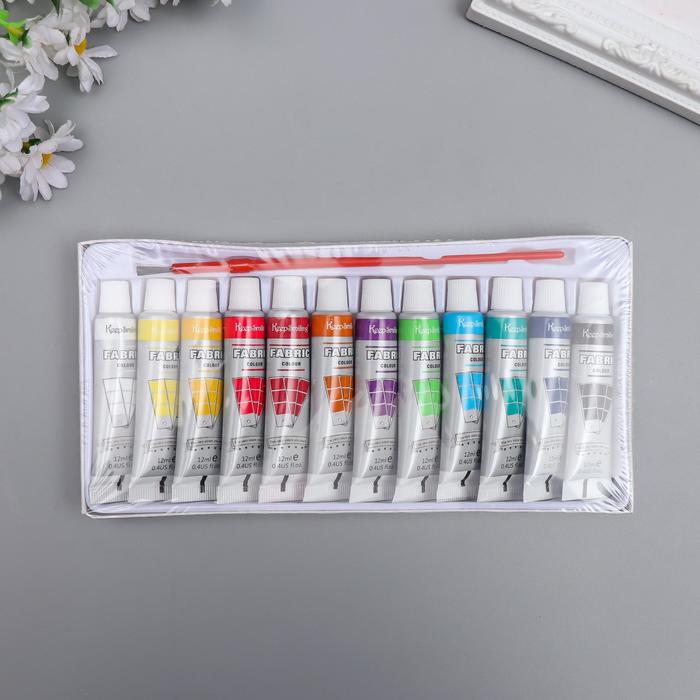 Набор красок по ткани, 12 тюбиков по 12 мл