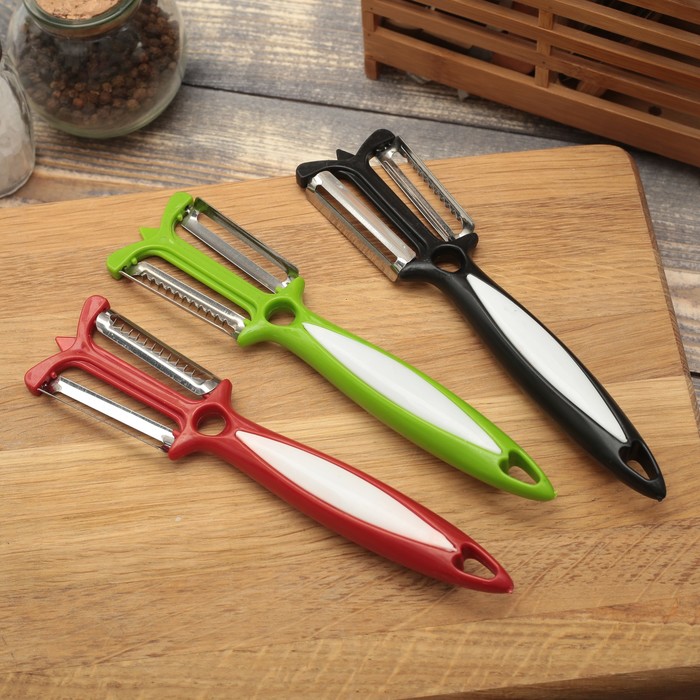 Овощечистка двойная 17 см "Радуга", цвета МИКС