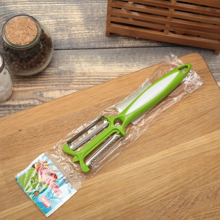 Овощечистка двойная 17 см "Радуга", цвета МИКС