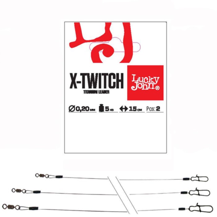 

Поводки титан. LJ Pro Series оснащ. вертл. и застеж. диам.0.30мм/10кг/20см 2шт.