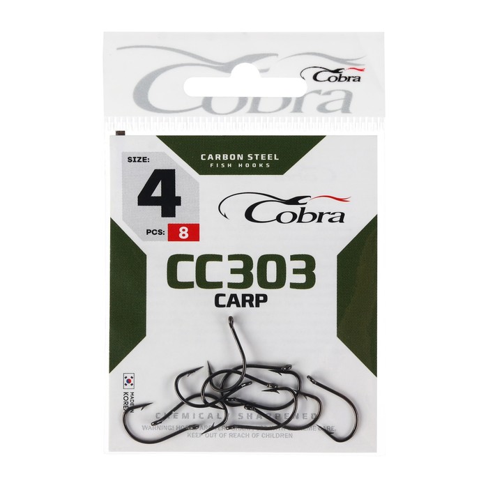 Крючки Cobra CARP, серия CC303, № 04, 8 шт.