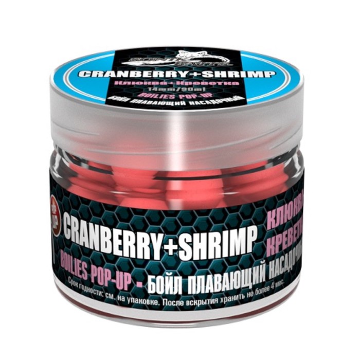 

Бойлы насад. плав. Sonik Baits CRENBERRY-SHRIMP Fluo Pop-ups 14мм 90мл