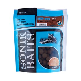 

Бойлы тонущие Sonik Baits LIVER-SPICES 20мм 0,75кг (Печень+Специи)