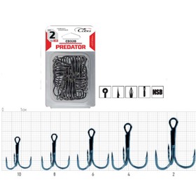 

Крючки-тройники Cobra сер. CT330 разм.008 25шт. в блистере