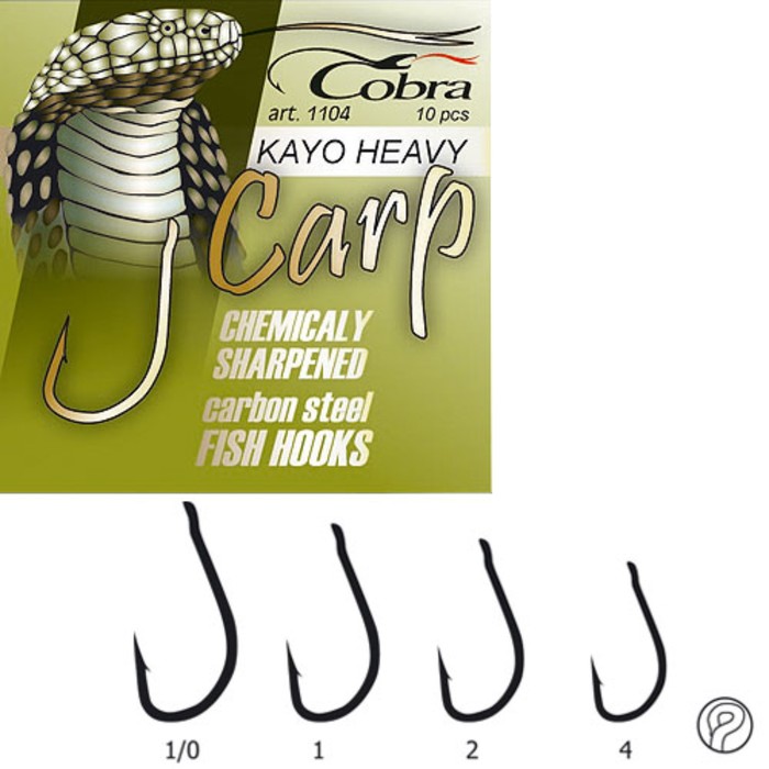 фото Крючки cobra carp kayo heavy сер.1104nsb разм.001 10шт.