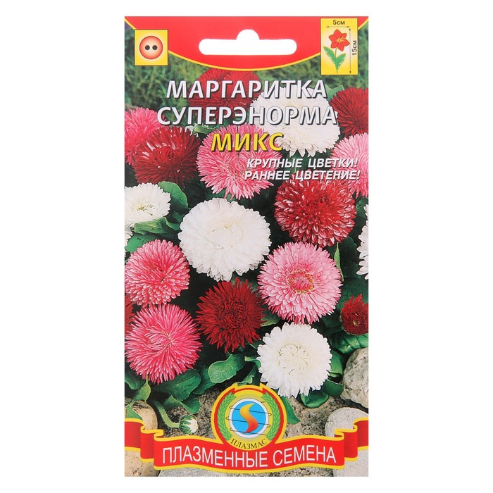 

Семена цветов "Плазмас" Маргаритка "СуперЭнорма" "Микс", 0,05 г
