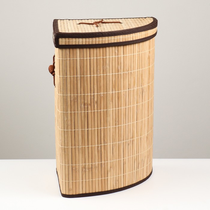 фото Корзина для хранения, с ручками, складная, 34×34×52 см, бамбук,джут