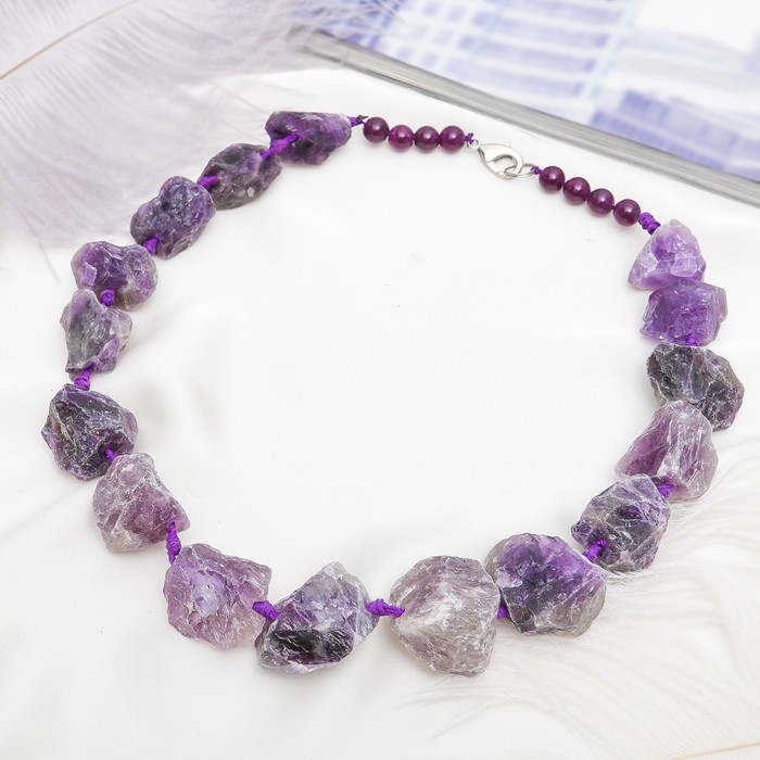 Бусы необработанная галтовка "Аметист", 45см