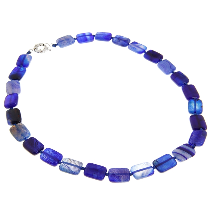 Бусы прямоугольник "Агат синий", 45см