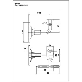 

Опоры для перил, 74.5 × 70 × 70 мм, сталь, цвет антик