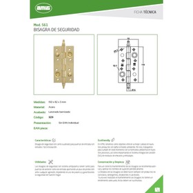 

Петля универсальная, 200 × 82 × 12 мм, сталь, покрытие латунь