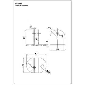 

Опора систем перегородок, 67 × 50 × 54 мм, нержавеющая сталь