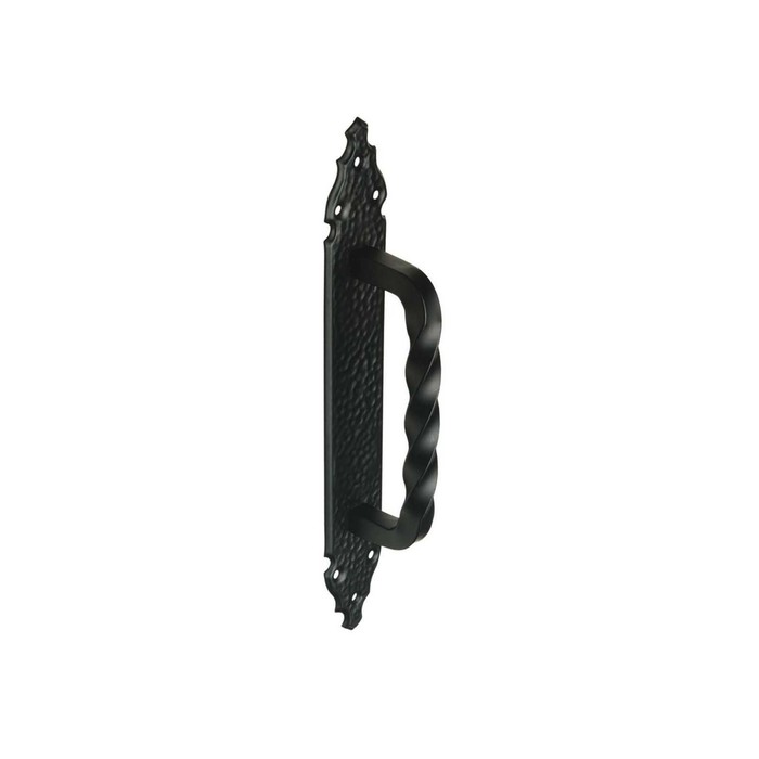 Ручка дверная, 290 × 145 × 80 мм, стальная пластина, ручка из ЦАМа, цвет чёрный