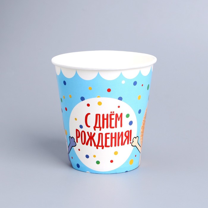 

Стакан бумажный «С днём рождения», весёлые зверята, 250 мл, 6 шт.