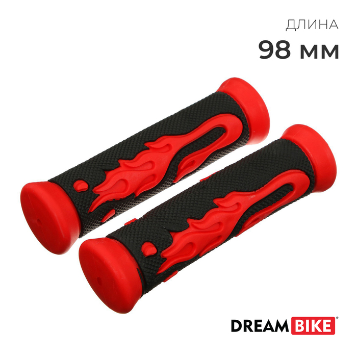 фото Грипсы, 98мм, цвет чёрный-красный dream bike