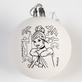 Новогодний шар под раскраску, Принцессы: Золушка, размер шара 5,5 см Ош