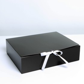 Коробка подарочная складная, упаковка, «Чёрная», 31 х 24.5 х 8 см, БЕЗ ЛЕНТЫ