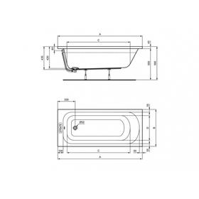 

Ванна акриловая Ideal Standard SIMPLICITY W004201, 150 х 70 см, без сифона, без ножек