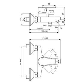 

Смеситель для ванны Ideal Standard CERAFINE BC494AA, однорычажный, излив 120 мм, хром