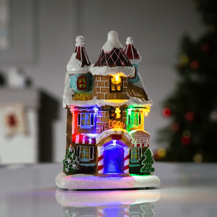 фото Светодиодная фигура «пряничный замок» 10 × 18 × 8 см, полистоун, батарейки аах3 (не в комплекте), свечение мульти luazon lighting