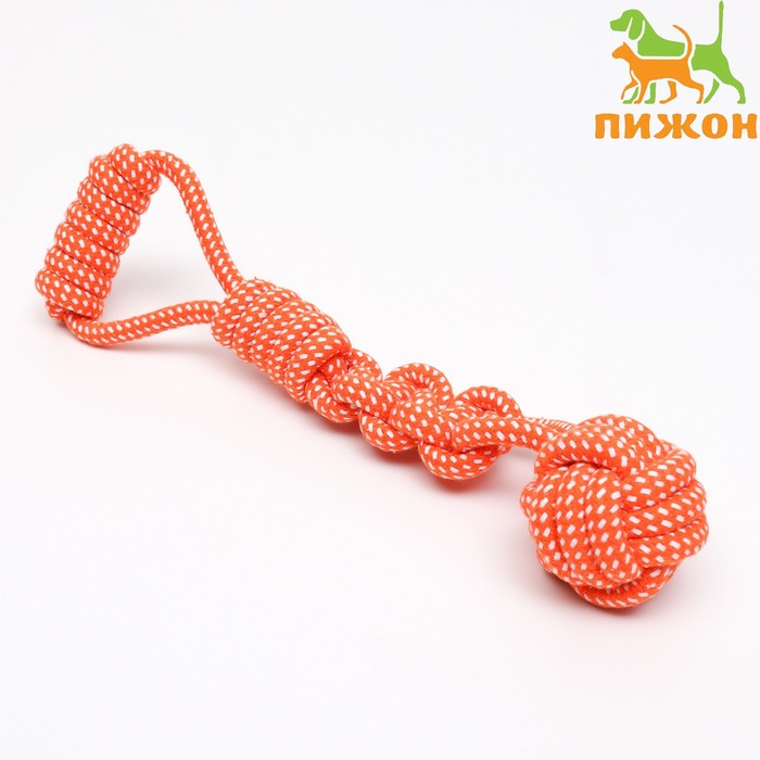

Игрушка канатная плетеная с ручкой, до 38 см, до 180 г, шар 7 см, оранжевая