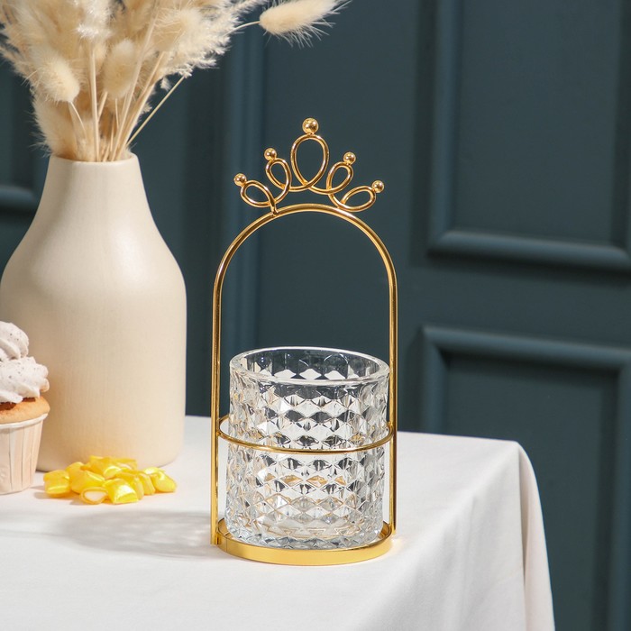 Конфетница стеклянная «Богема. Корона», 9,5×20 см конфетница 20 см glasspo конфетница 20 см