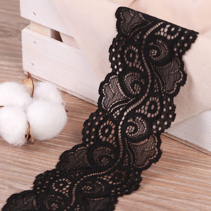 

Кружево эластичное, 60 мм × 9 ± 0,5 м, цвет чёрный