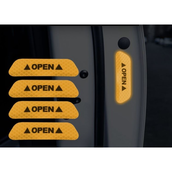 

Светоотражающая наклейка "Open", 9,5×2,5 см, желтый, набор 4 шт