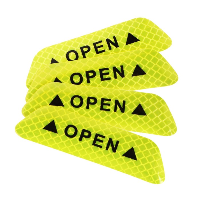 

Светоотражающая наклейка "Open", 9,5×2,5 см, салатовый, набор 4 шт