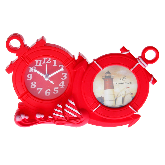 Будильник "Якорь" и фоторамка d=6см, МИКС