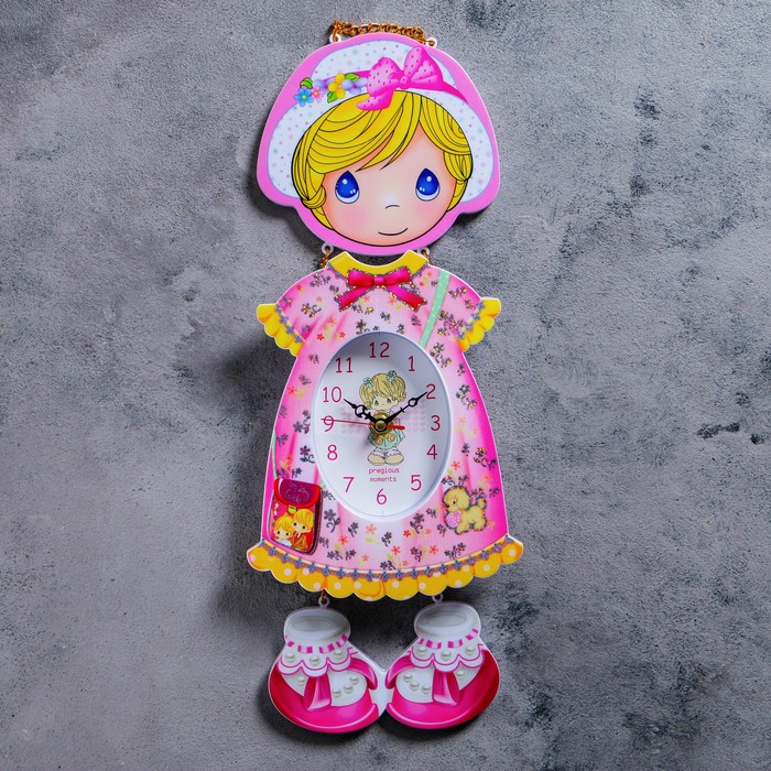 Часы настенные, серия: Детские, "Девочка в панамке", дискретный ход, 16 х 42 см, 1 АА