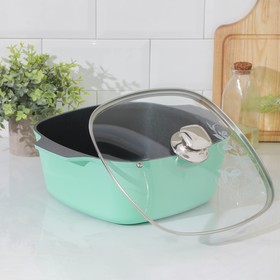 

Кастрюля Titanium pro Induction, 6,5 л, квадратная, 28×28 см, стеклянная крышка, антипригарное покрытие, индукция, цвет зелёный