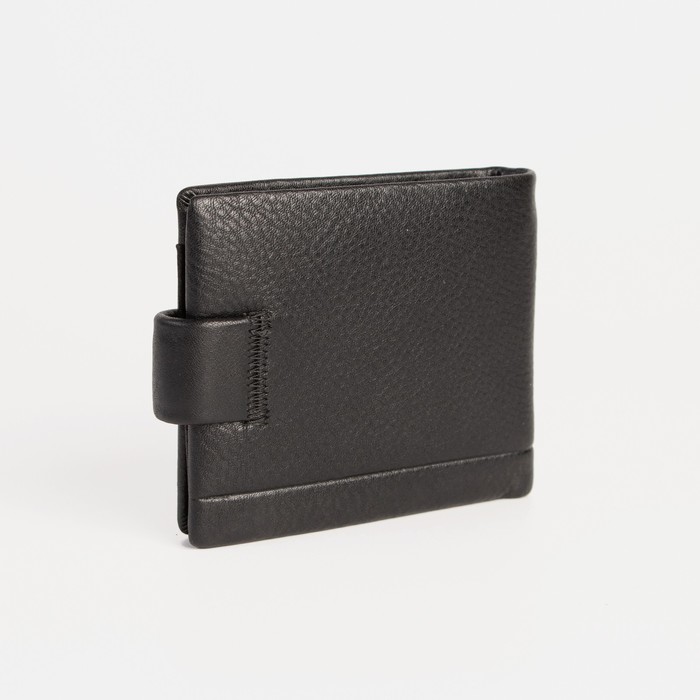 

Портмоне на кнопке, для купюр, для карт, для монет, цвет чёрный