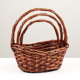 

Набор корзин плетёных, 3 шт, 37x26x16/12x37 см, коричневый