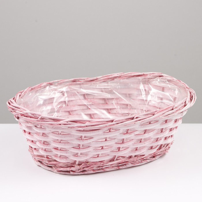 Кашпо плетёное, 30х20x9,5 см, розовый