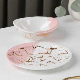Набор столовый «Марбл», 2 предмета: блюдо 17,5×15×2 см, салатник 13,2×11×5 см, цвет белый от Сима-ленд
