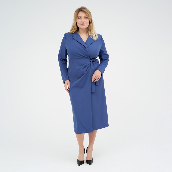 фото Платье женское с поясом mist plus-size, р.54, синий