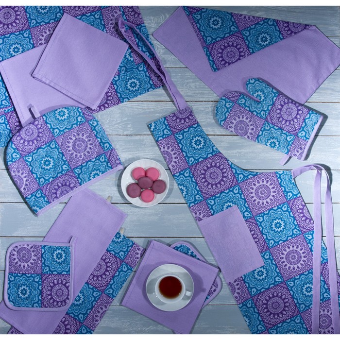Набор кухонный India: скатерть 110х140 см, салфетка сервировочная 40х40 см. - 4 шт, цвет фиолетовый скатерть india размер 110х140 см цвет фиолетовый