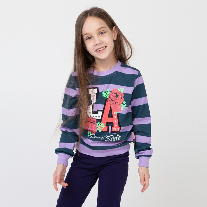 Свитшот для девочки, цвет сиреневый, рост 110 см