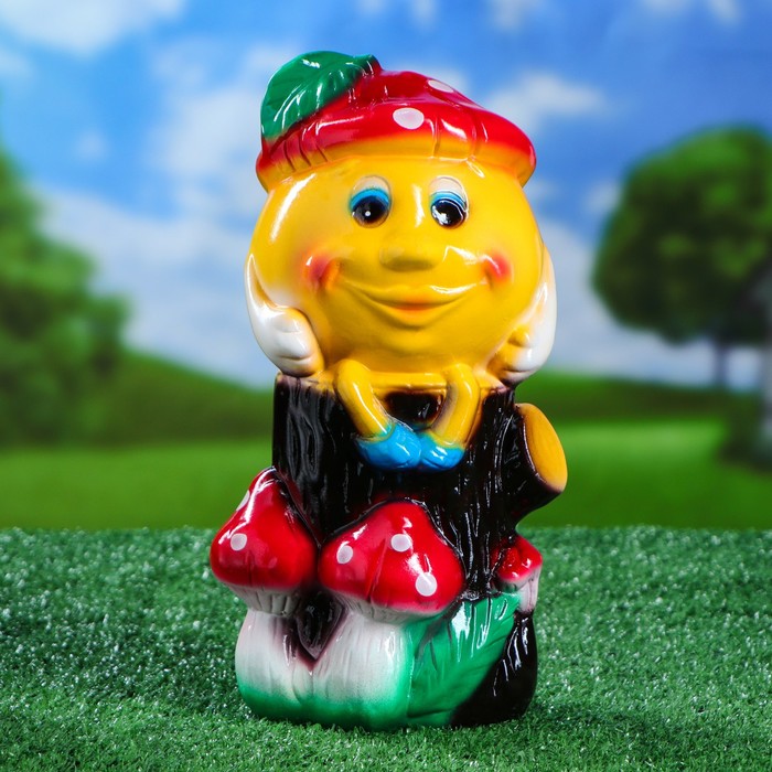 Садовая фигура "Колобок на пне" глянец