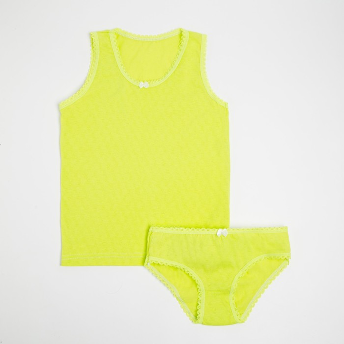 Комплект (майка, трусы) для девочки, цвет зелёный, рост 110 см