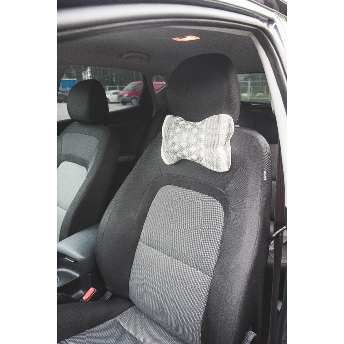 Ортопедическая подушка на подголовник кресла текстиль с рисунком ромб