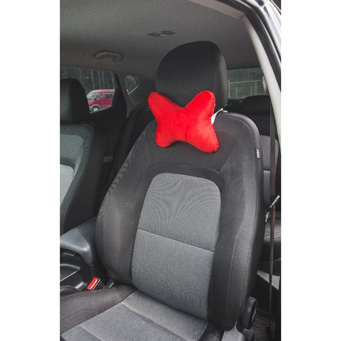 Ортопедическая подушка на подголовник кресла текстиль, красная