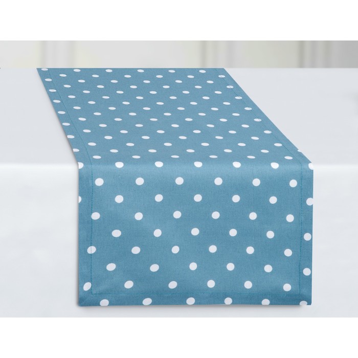 Дорожка столовая Blue polka dot, размер 40х140 см, цвет синий