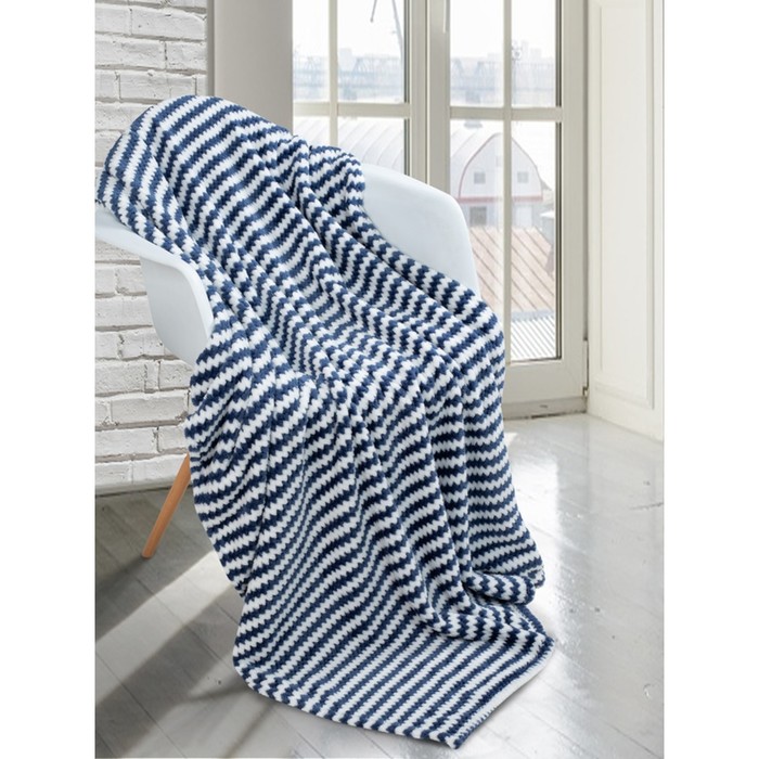 Плед Zigzag, размер 200х220 см, цвет синий фото