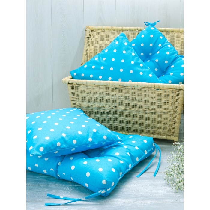 Подушка декоративная на молний Blue polka dot, размер 40х40 см, цвет голубой